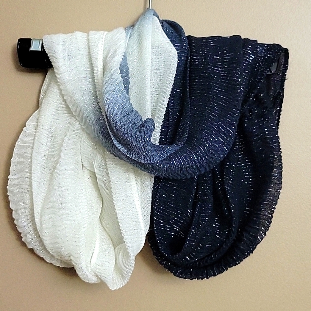Infinity sheer scarf black/white wSilver